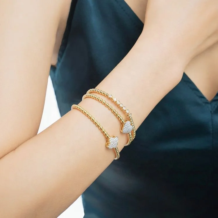 Gift I Love You Bracelet Women Heart Charm lab grown diamond heart shape 18k gold bracelet for daughter wife girlfriend