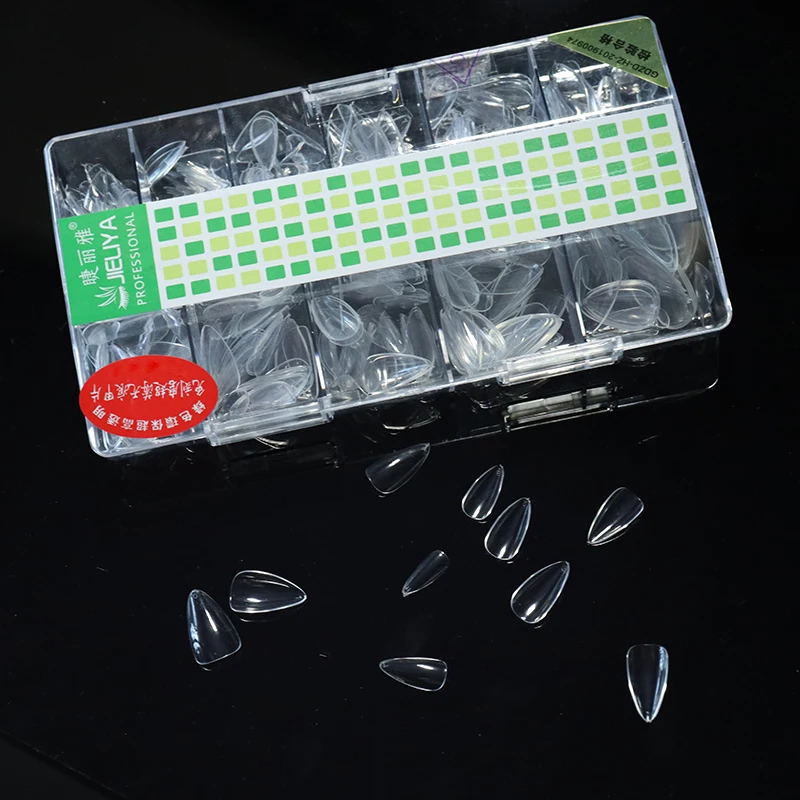 Water drop no c curve 500pcs abc nails custom logo almond full cover nail tips