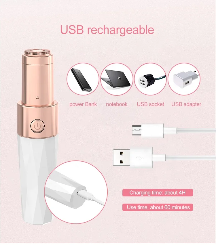 Factory Wholesale Women Hair Remover USB Rechargeable Eyebrow Trimmer Hair Remove Electric Ladies Face Shaver Epilator