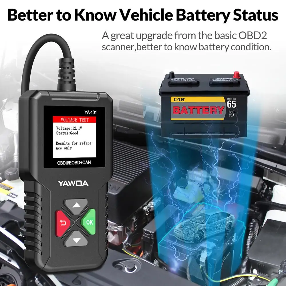  Считыватель кодов YA101 OBD2 сканер для считывания стирания тестер батареи стоп-рамка тестовый график датчика O2 16-контактный «сделай