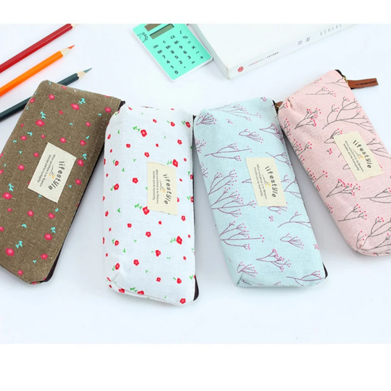 Top Selling Korea Creative Pencil Case Girls Stationery Box Floral Pencil Bag