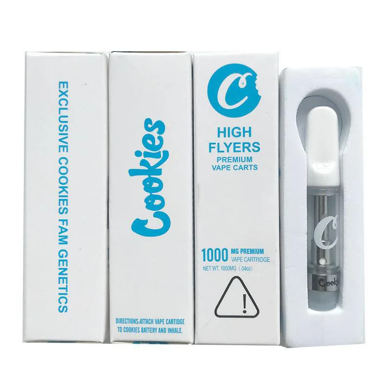 
Cookies vape Cartridge 0.8/1.0ml Glass Tank Empty Vape Pen Carts Ceramic Coil 510 Threading 