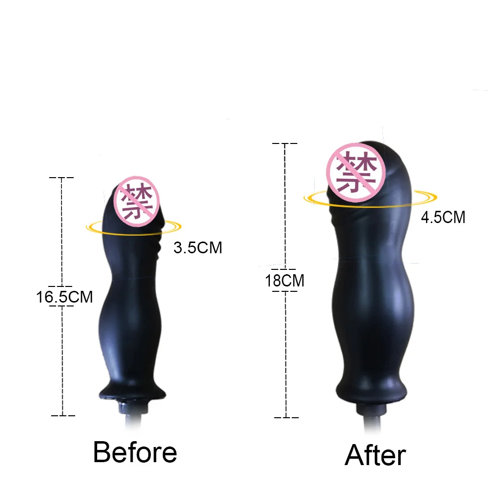 Balloon Inflatable Dildo Anal Plug Sex Toy with Manual Air Pump Handle Expander Stretcher Ass Spreader