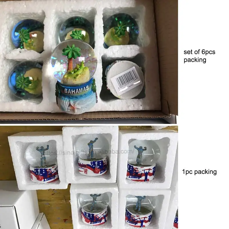 Factory Wholesale Polyresin Tourist Souvenirs Ocean Beach Marine Souvenir Crafts Resin Halloween Water Globes