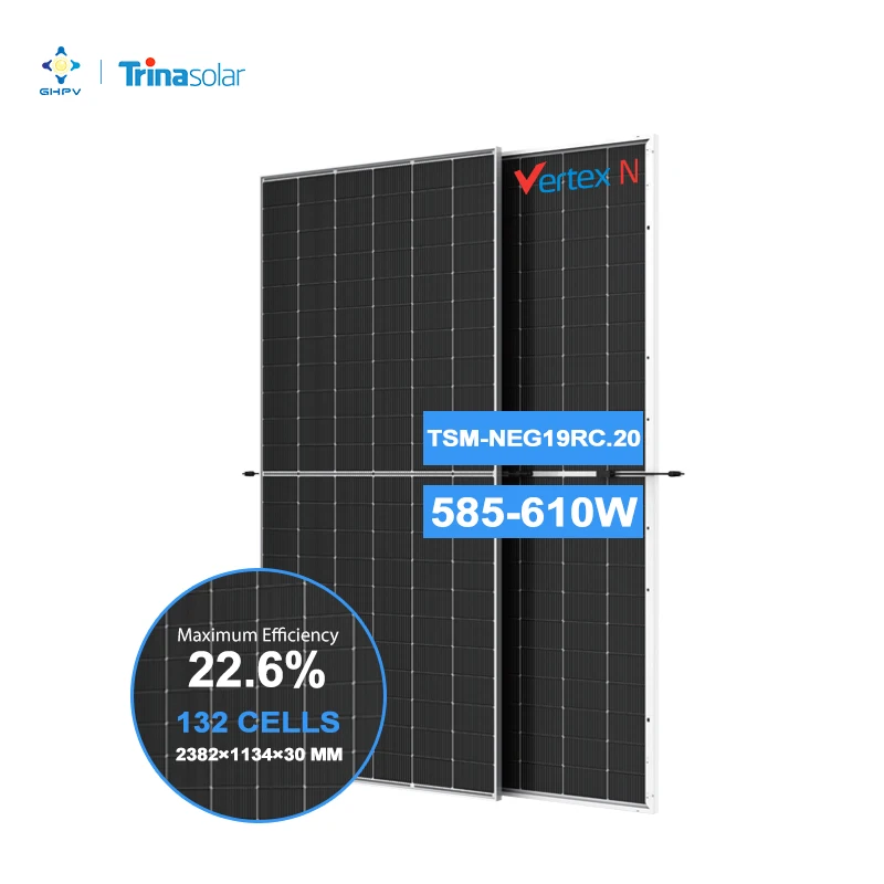 Tier 1 trina solar panels tsm-neg19rc.20 n-type solar panels 585w 590w 595w 600w 605w 610w 210mm home use solar panel