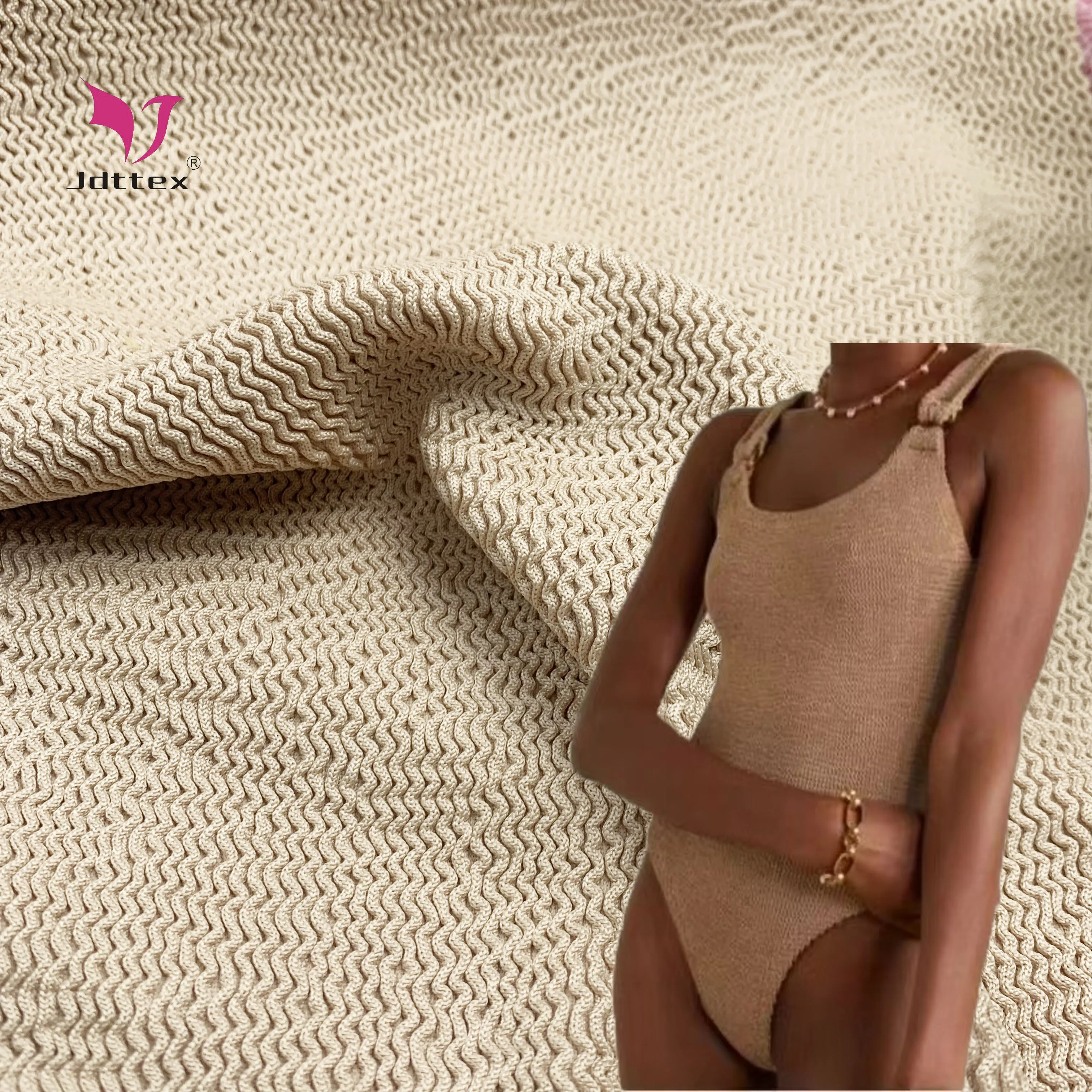 Seersucker jacquard top  elastic nylon spandex  four way stretch knitted fabric for swimwear,bikini