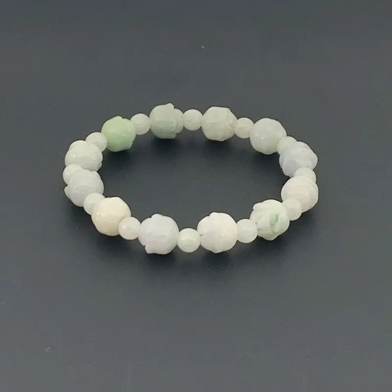 2021 Hot Natural Burma Jade Green Jadeite Beads stone Bracelet Woman Bangle Elastic Good Quality Carving