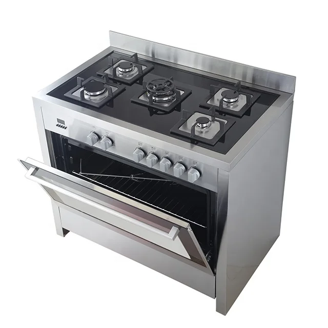 Stainless Steel Kitchen Integrated oven stove, Free standing Gas/Electric Cooker with oven, 4 burner stove with oven