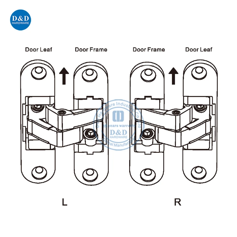 Zinc Alloy 3D Adjustable Invisible Hinge Silver Black Hidden Door Hinges for Wooden Door