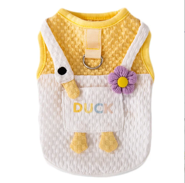 Funny Luxury Cotton Pet Clothes Small Dogs Puppy Cat Winter Vest Breathable Comfortable Pocket Traction Buckle Cute Girl Apparel