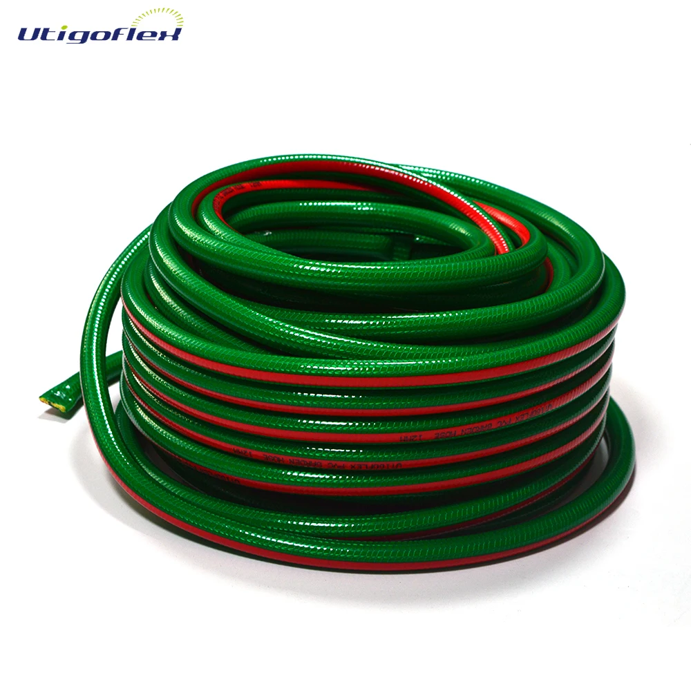 Highly flexible PVC garden hose plastic water hose pipe with one or two layers of fiber reinforcement in various colors & sizes