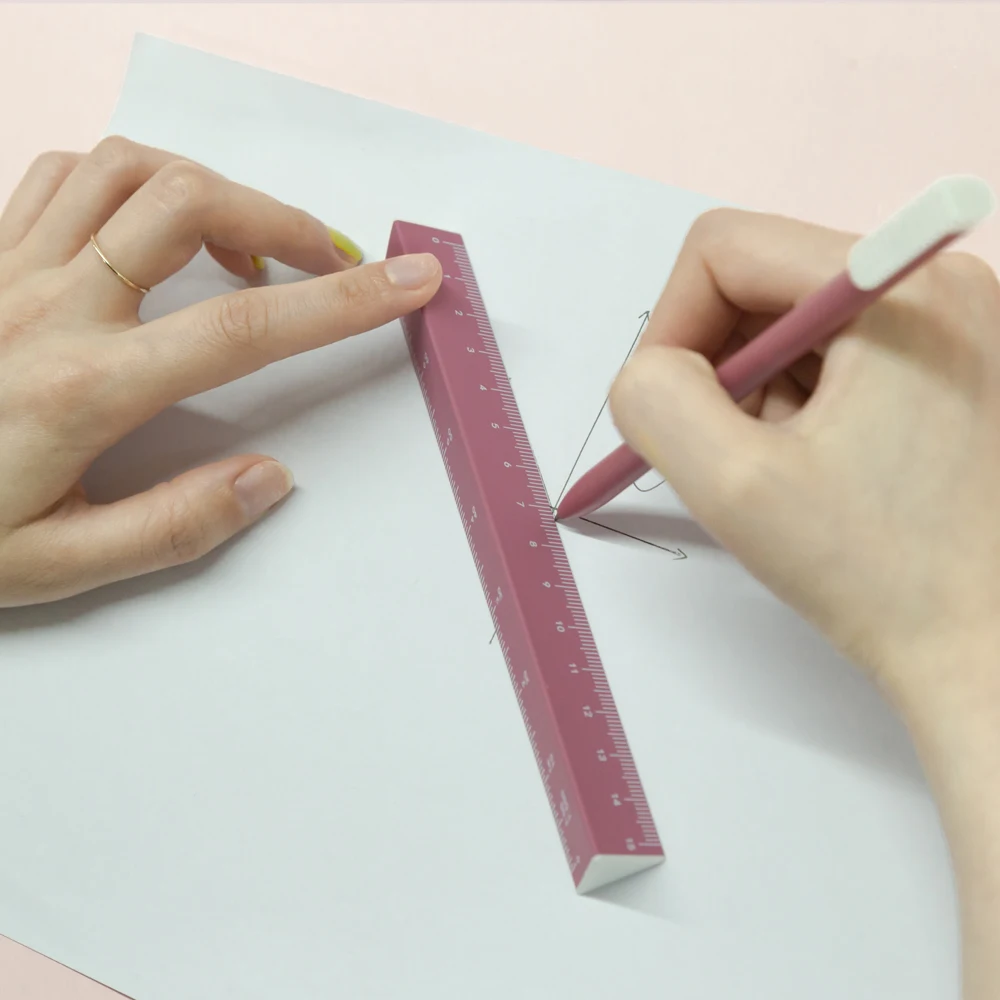 BUCKOOFLY wholesale stationery 2 in 1 Creative innovation beautiful color metal pen & ruler 2 in 1