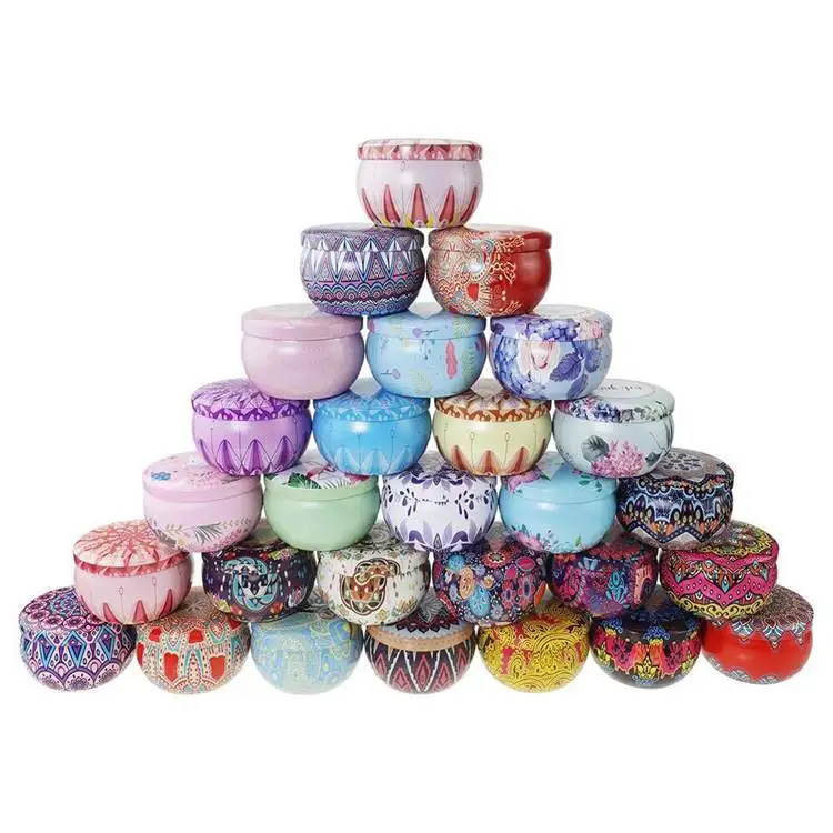 Wholesale 66 Designs Tea Candle Holder Case Metal Originality Multicolor Candy Wedding Ceremony Gifts Storage Tin Box