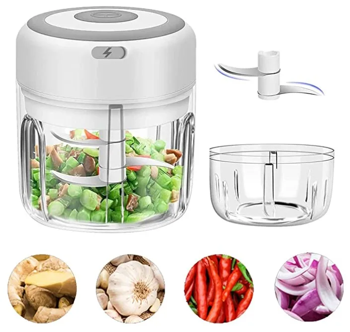 Electric Mini Garlic Chopper Garlic Masher, Garlic Press Mincer Pepper Chili Vegetable Nuts Meat Grinder Food Processor Mincer