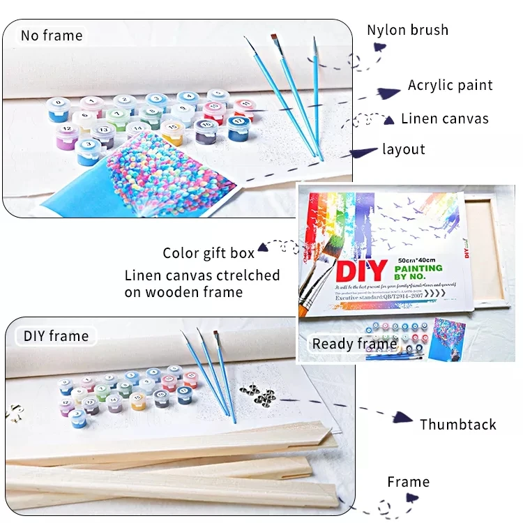 hot sale 20x20 framed DIY Oil Painting by number kit sunrise Paint by Numbers wall arts for Adult beginner and kids