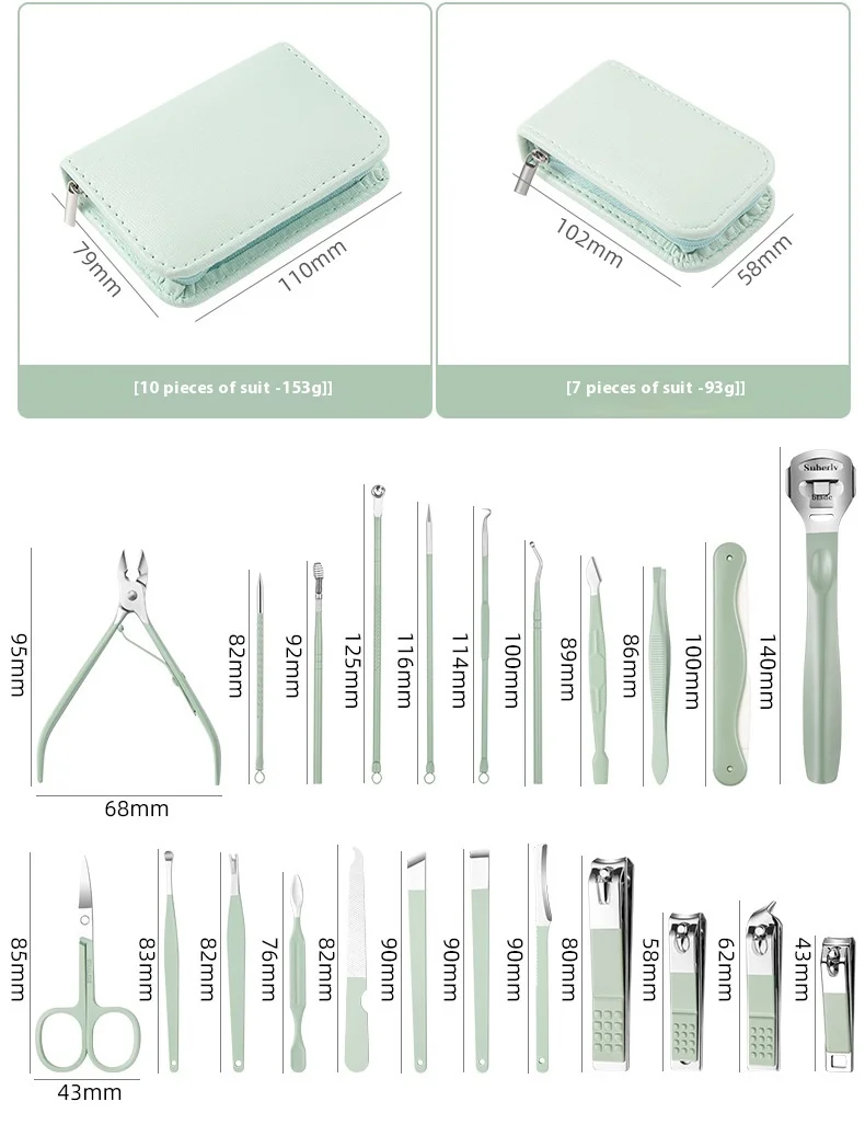 Stainless Steel Manicure Pedicure Tools Kits Ear Pick Nail Clippers Set