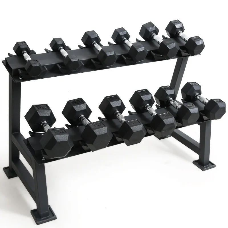 
Fixed Black Rubber Coated Hex Dumbbell 