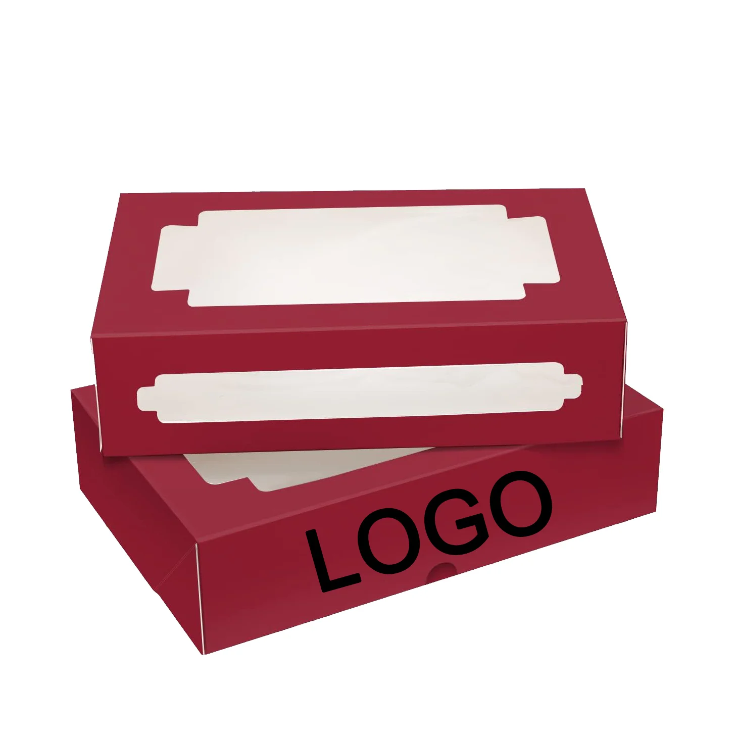 Red cardboard clear plastic window disposable Holiday wishes Wedding dessert packaging wholesale Cake container