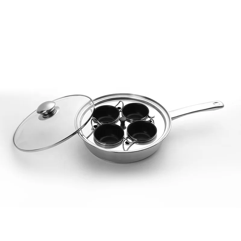 Stainless Steel egg poacher and cooker with 4pcs non-stick cups microwave egg poacher pan