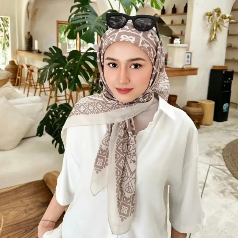 Hot Model Malay Square Women Yarn Tensilk Cotton Voile Square Scarf Spot Muslim Girls Hijab