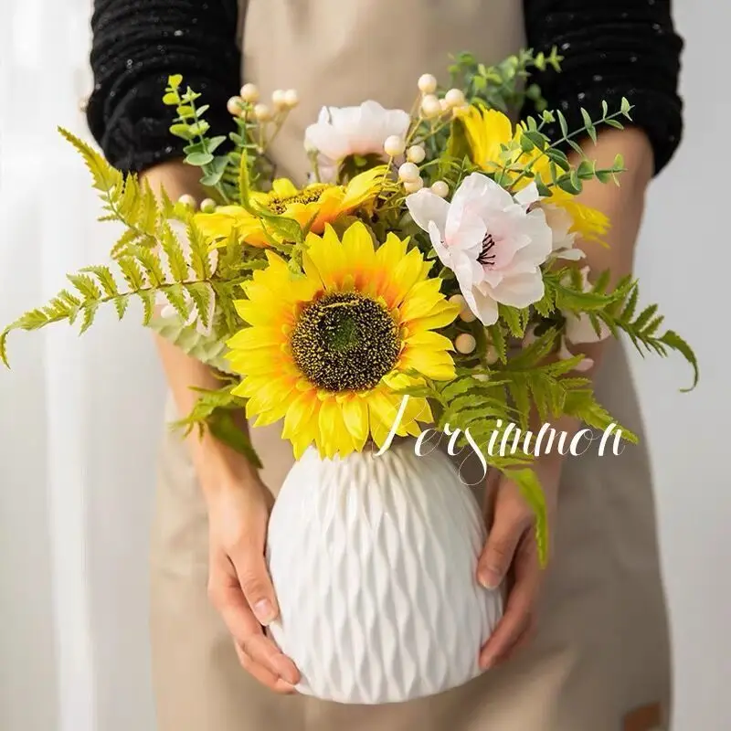 Nordic style light luxury creative ceramic vase hallway office desk surface panel dining table flower decoration