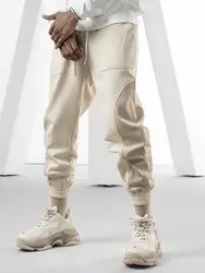 2022 unisex cotton sweat white linen train mens pleated comfort six pocket woven hip hop casual reflective golf pants