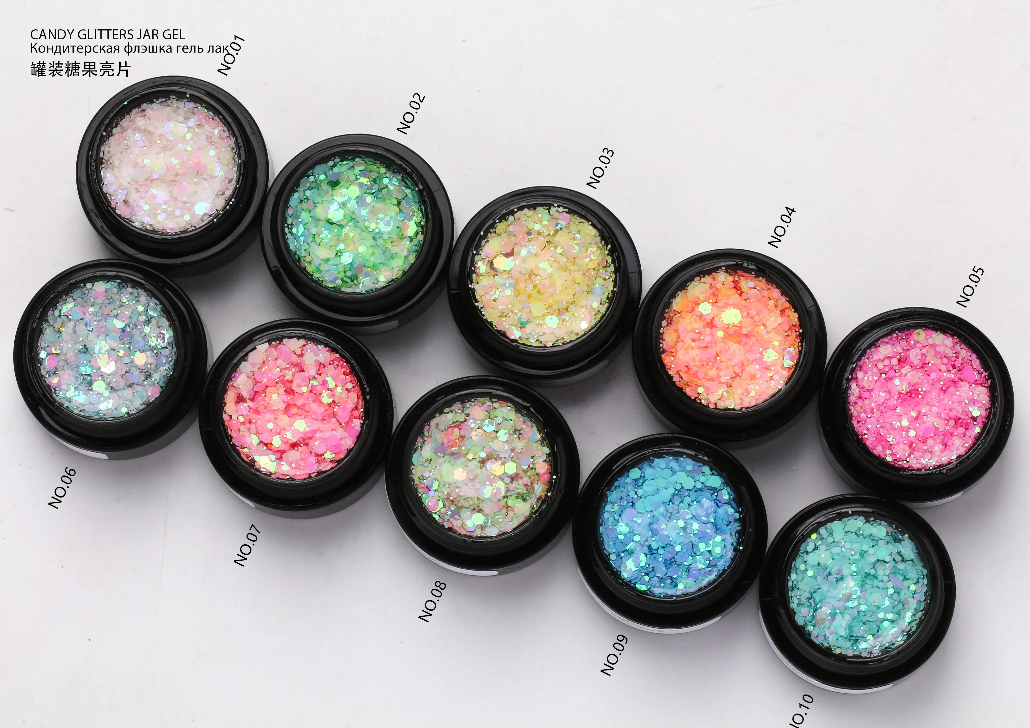 Custom Iridescent Colorful Candy Glitter Translucent Gel Nail Polish Soak Off Shiny Sequins UV Gel