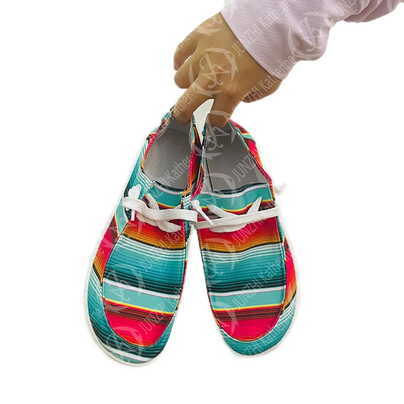 JUNZHI Katherine Women Lace Up Canvas Serape Leopard Shoes