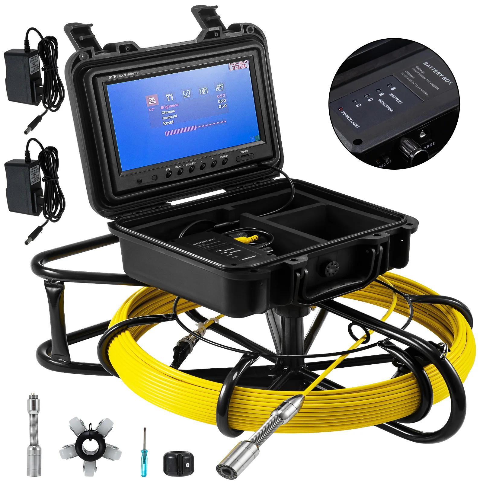 8 Hours 300ft Pipeline Inspection Camera Drain Sewer Camera