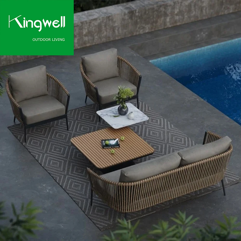 Hot Sale Villa Resort Yard Rattan Patio Wicker Woven Sofa Garden Outdoor Furniture