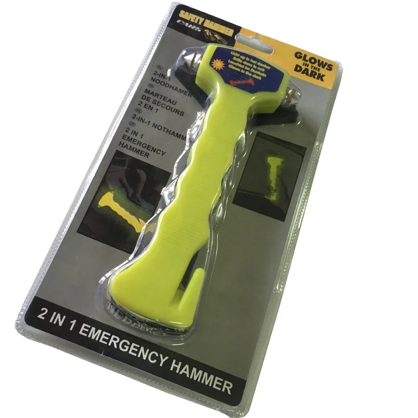 Car window breaker Seat belt cutter with noctilucence Emergency hammer
