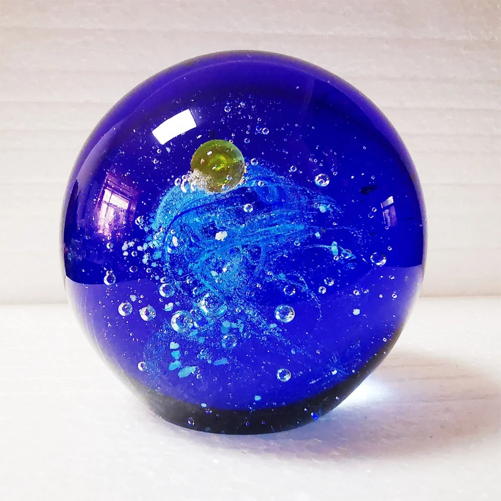 Cutome Murano Glass Galaxy Ball Handmade Amber Zircon Gemstone beads Unique Universe Tabletop Crafts Crystal Glass Paperweight