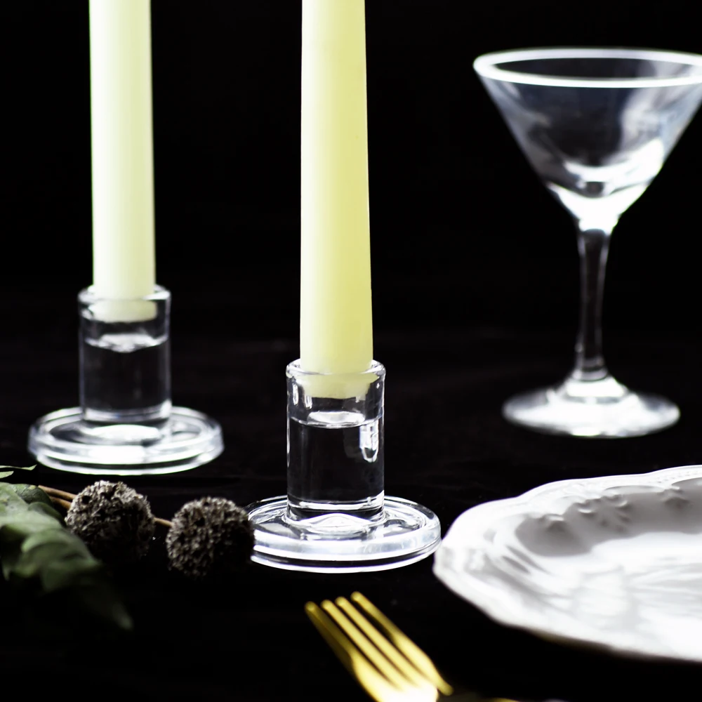 European Style Simple Glass Candlestick For Candlelight Dinner Wedding