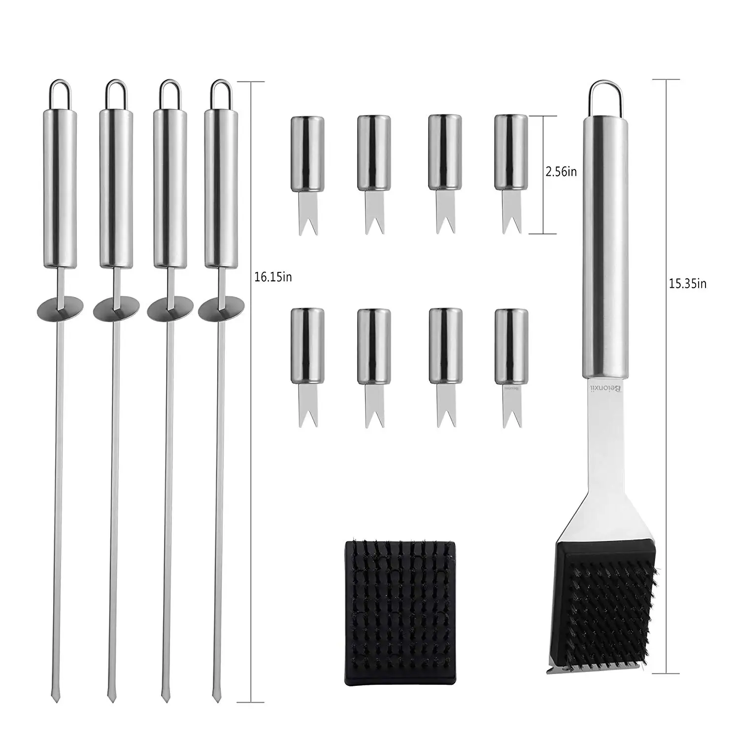 Best quality promotional outdoor barbecue charcoal tool set knife and fork bbq 18 pcs tools