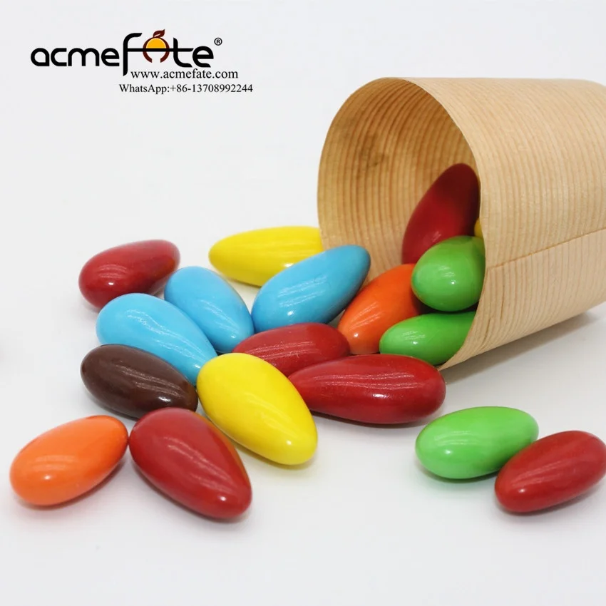 Halal compound Oval/almond shape chocolate candies chocolate beans dragee chocolate button supplier