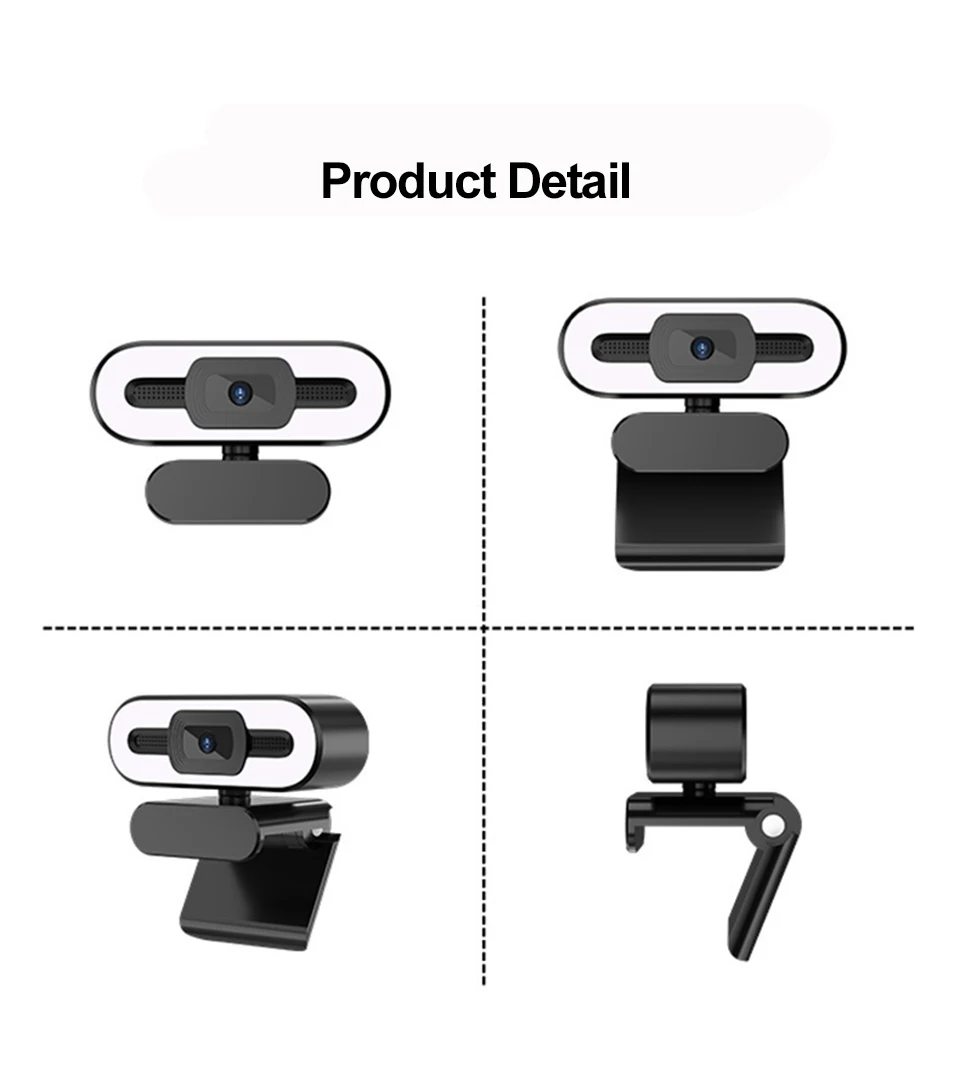 Full HD 1080P 2K 4K Webcam Auto Focus Fill Light Web Camera With Microphone Live Broadcast USB Computer PC Web Cam