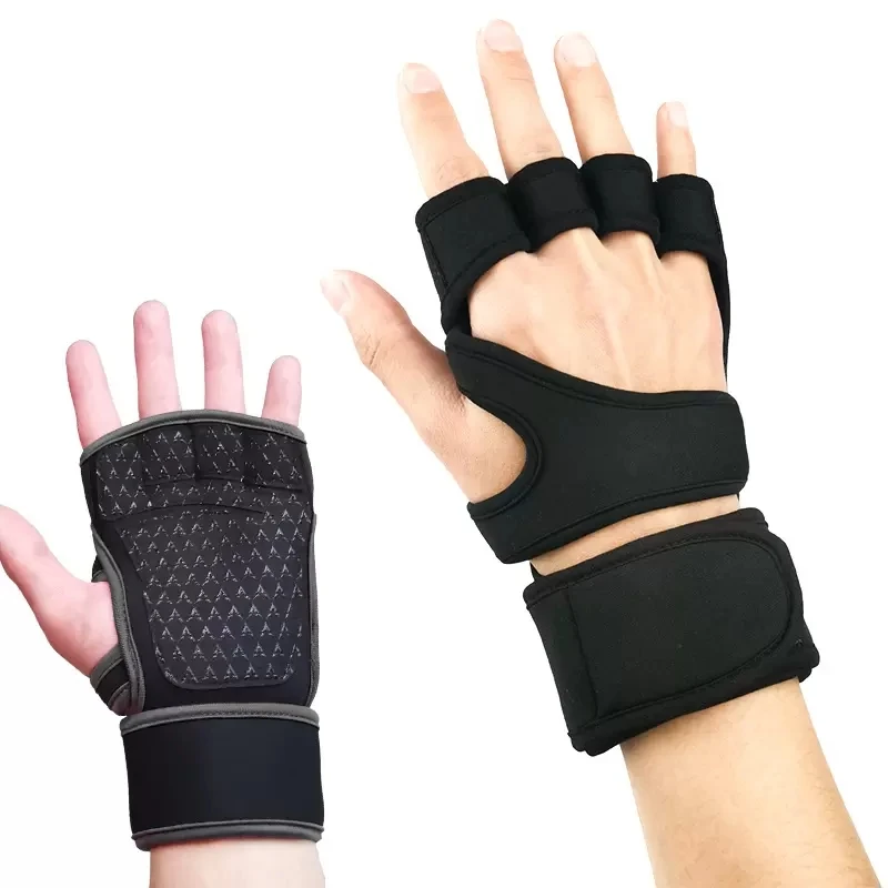 Sports Palm Fitness Non-Slip Wrist Brace Weightlifting Shockproof Breathable Half Finger Gloves Support