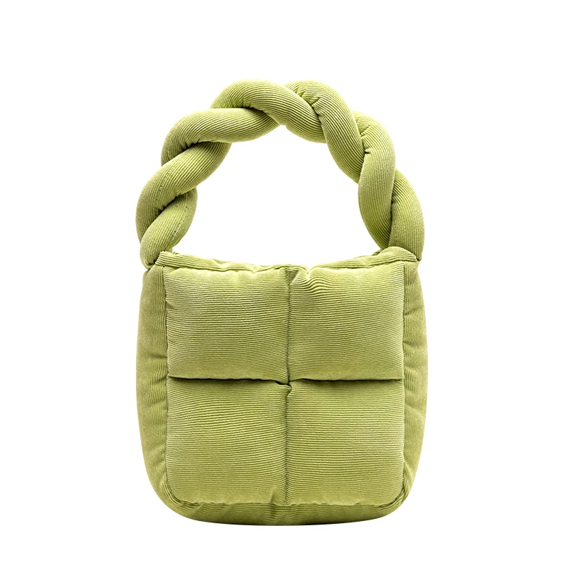 Fashion Women Solid Shoulder Bag Female Corduroy Portable Handbags Puff Plaid Travel Soft Pouch Satchel Clutch Bags For Lady