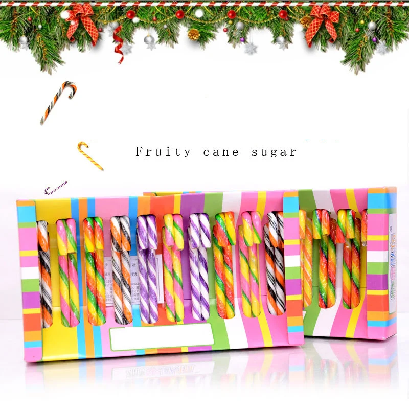 15g Double Hole Contains A Variety of Fruit Flavor Color In A Sandwich Box Christmas Series Sweet Candy Cane