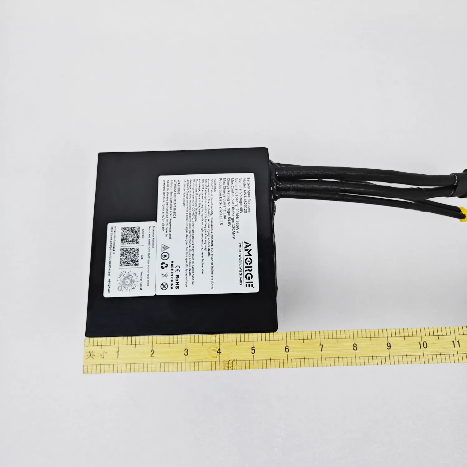 Amorge    48v 20ah 120A battery pack  with ANT Bluetooth BMS  Copper Nickel Welding battery holder