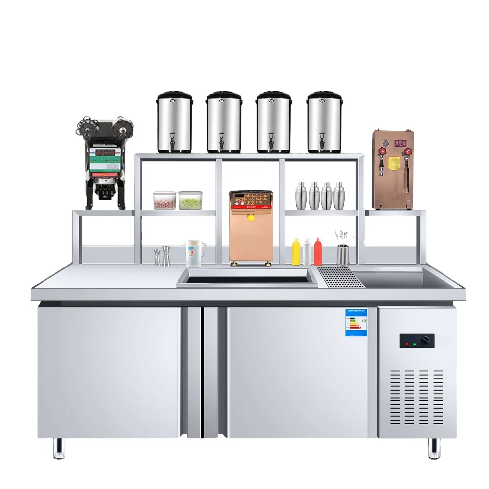 
Professional milk tea counter boba tea equipment supplies with shop design 