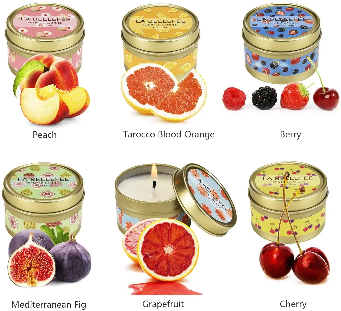 Wholesale OEM factory fruit scented candle gift set natural soy wax travel tin candle with fruit scent