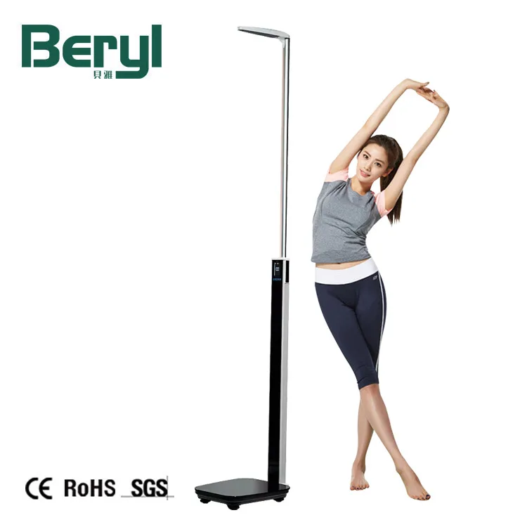 Ultrasonic Body Scale Analyzer OEM 200Kg Capacity Smart Scale BMI Body Fat Digital Scale With Height Meter