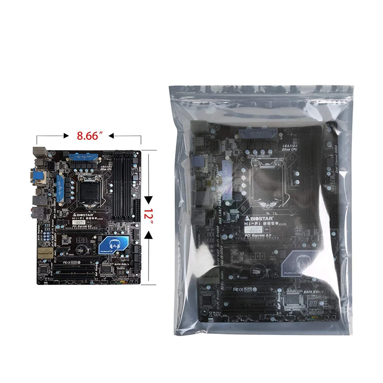 ziplock laminating plastic static printed pouches esd packaging bags electrics product pcb