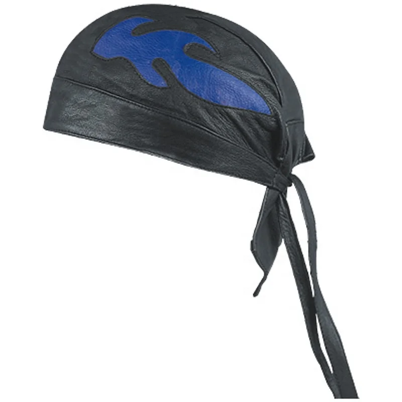 HMB-901C LEATHER SKULLCAP DURAG FLAME BANDANA SKULL CAP HATS DU RAG FLAMES STYLE HATS