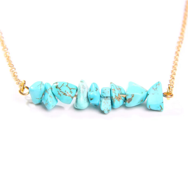Trendy Chip Crystal Chip Necklace Gold Chain Healing Crystals Chakra Necklaces Fashion Jewelry