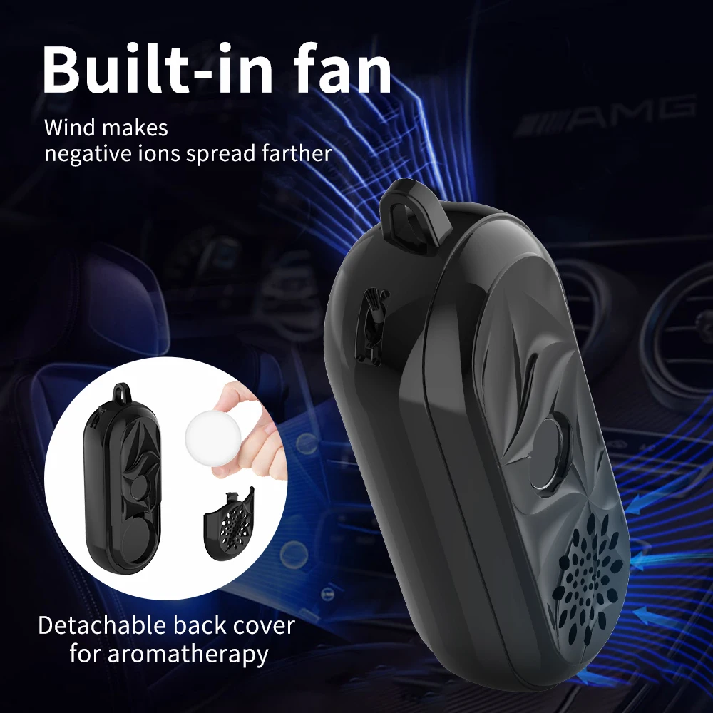 Mini Portable Adjustable Air Fresh Usb Neck Vehicle Negative Ion Portable Smart Car Ionic Ozone Ionizer Air Purifier Necklace