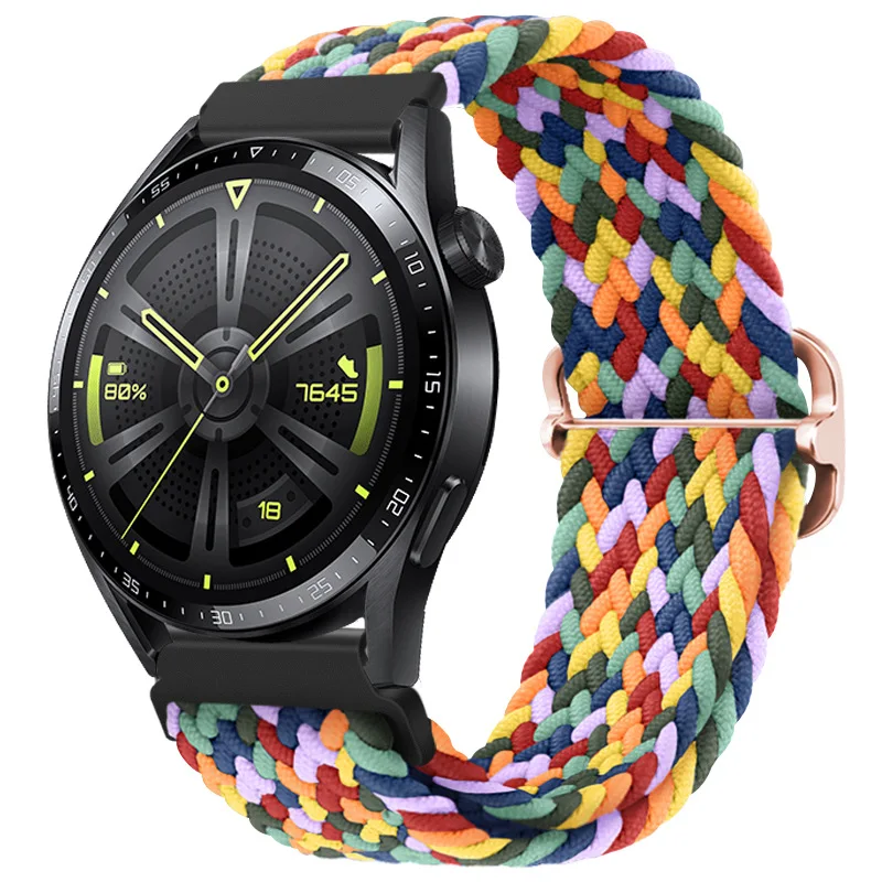 20mm 22mm Quick Release Pin Loop Strap Wristband for Huawei Watch GT3 Adjustable Nylon Braided Elastic Watch Band