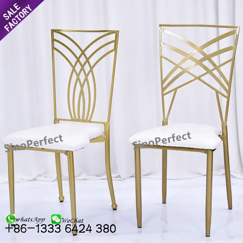 Wholesale Round Back Bow Luxury Golden Stackabl Gold Cross Back Wedding Chairs For Event