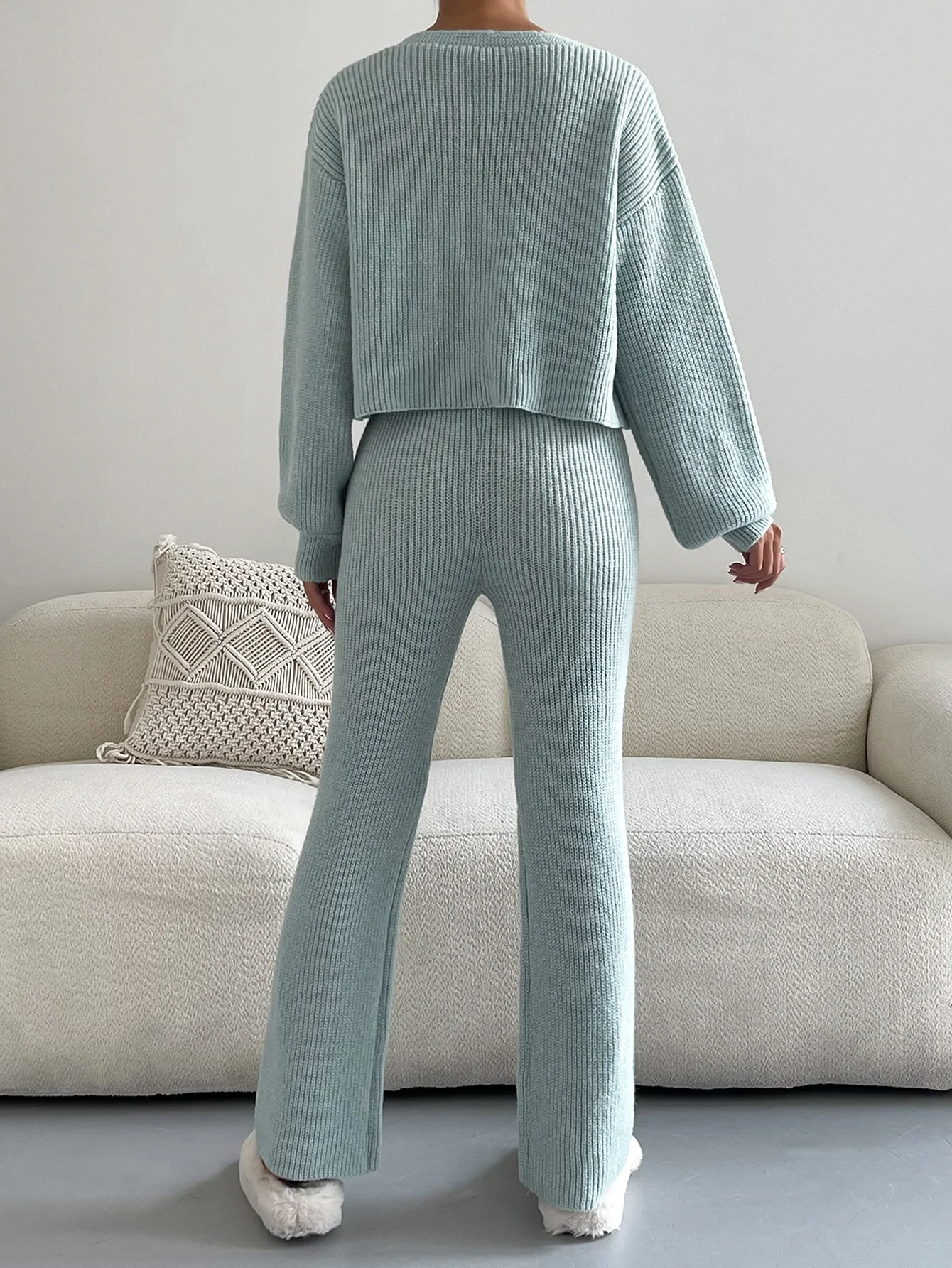 women sweater suit two piece pants set two piece sweater set for women